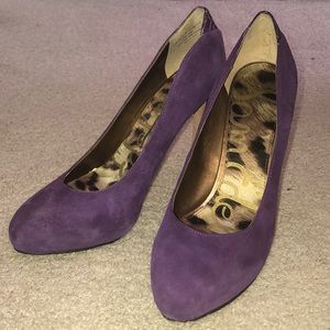 Purple suede heels